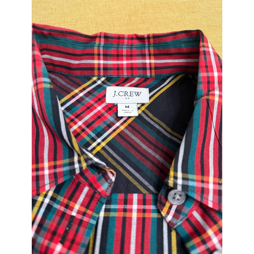 J.Crew Re-Imagined Plaid Button Down Shirt Womens Medium Red Green Navy Stretch - Picture 2 of 6